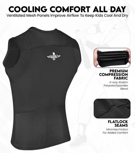 Miniatura 3 de Exxact Sports Protector de pecho de béisbol juvenil, camisa acolchada para el esternón y corazón, protector de pecho de sóftbol para niñas y jóvenes