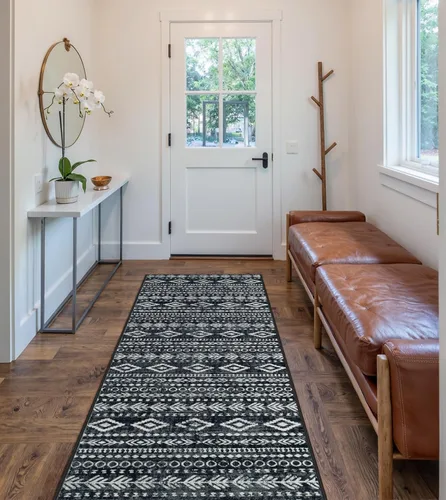 Miniatura 22 de Lahome Alfombra bohemia marroquí para entrada, lavable, de 2 x 3 pies, color gris y blanco, antideslizante, ultra fina, suave, rústica con estampado