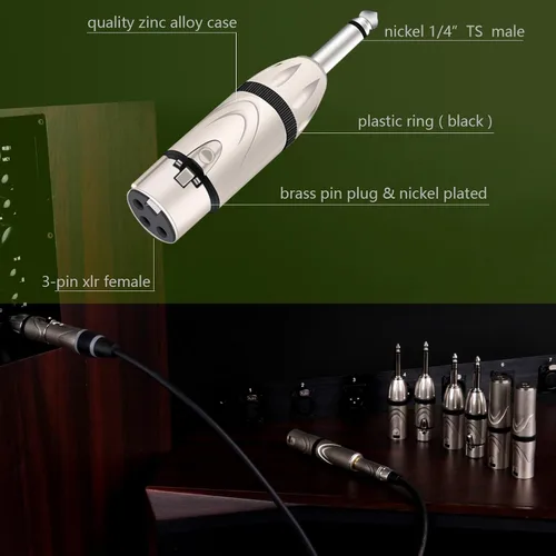 Miniatura 3 de 1/4"/6.35MM Mono/TS macho a XLR hembra adaptador de audio Accesorios de guitarra (D1050)