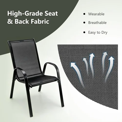 Miniatura 4 de Giantex Juego de 4 sillas de patio, sillas de comedor apilables para exteriores, capacidad de 330 libras, resistentes a todo tipo de clima, sillones