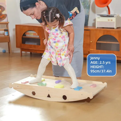 Miniatura 7 de Baby Pikler - Juego de triángulos con cojín, 9 en 1 plegable de madera para niños pequeños, juego de gimnasio Montessori Jungle para interiores