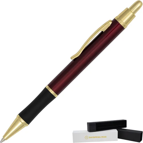 Miniatura 13 de Dayspring Pens, Monroe - Bolígrafo negro, grabado personalizado con detalles de oro de 18 quilates, acción de clic, tinta negra de punta media