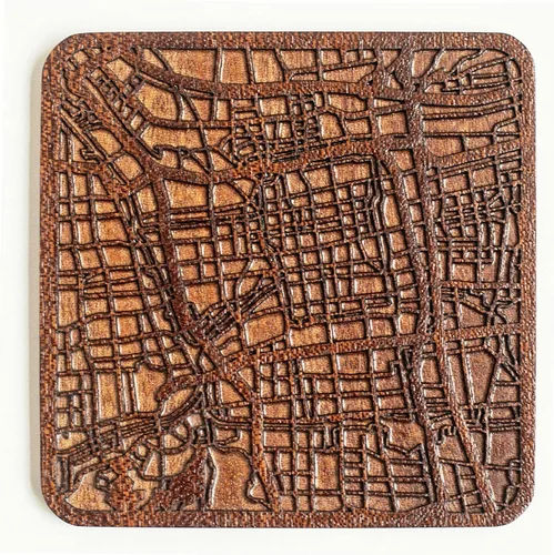 Miniatura 71 de Posavasos Amsterdam Map by O3 Design Studio, 1 pieza, posavasos de madera Sapele con mapa de la ciudad, hecho a mano, varias ciudades opcionales