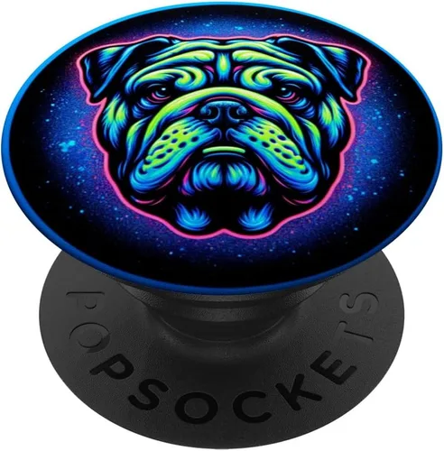 Miniatura 6 de Vibrante Bulldog Inglés Blacklight Art PopSockets MagSafe PopGrip para iPhone