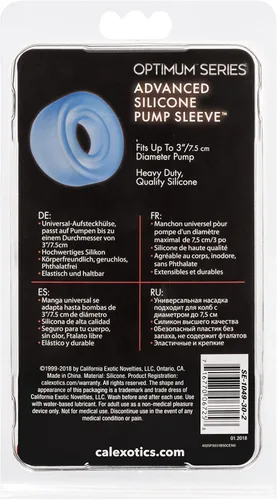 Miniatura 6 de CalExotics Advanced Silicone Pump Sleeve - Bomba de pene masculino Accesorio de anillo de confort - 3 pulgadas - Azul