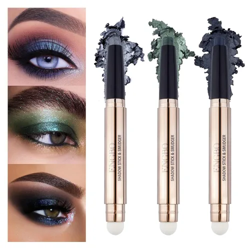 Miniatura 12 de LOKFAR 3 lápices de sombra de ojos en barra de maquillaje cosméticos iluminadores de ojos, lápiz de sombra de ojos en crema giratorio impermeable