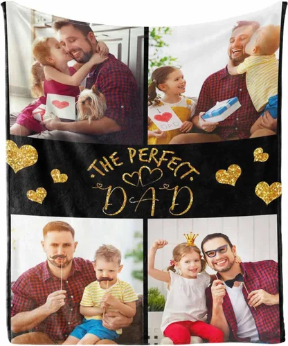 Miniatura 2 de Manta personalizada para el Día del Padre, regalos para papá, mantas personalizadas con fotos, mantas personalizadas de collage de fotos, manta suave