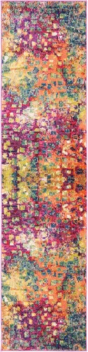 Miniatura 3 de SAFAVIEH Colección Madison - Alfombra de pasillo, 2'2" x 6', color fucsia y oro, diseño bohemio abstracto envejecido, no desprende pelusa y fácil
