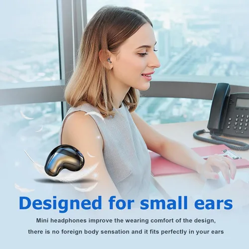 Miniatura 5 de Xmenha Mini auriculares inalámbricos invisibles, ocultos para el trabajo, auriculares Bluetooth micro diminutos para orejas pequeñas, discretos