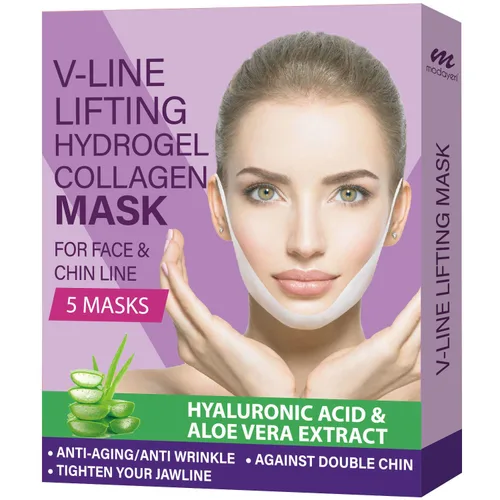 V Line Shapped Lifting Face Mask - Máscara de hidrogel de colágeno, máscara de barbilla tensora, parche facial para reafirmar y tensar la piel,