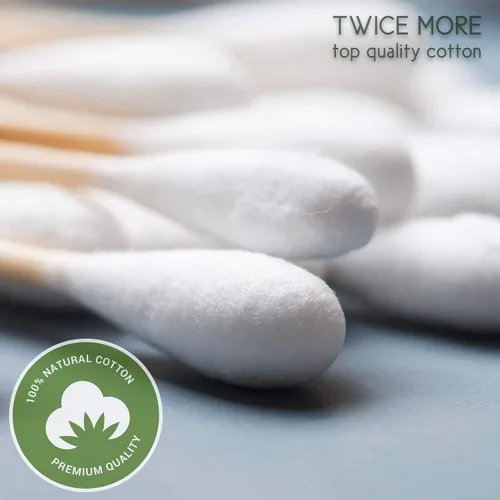 Miniatura 2 de Premium 500 hisopos de algodón de bambú biodegradables Productos desechables sin residuos Consejos Q compostables para orejas Hisopo