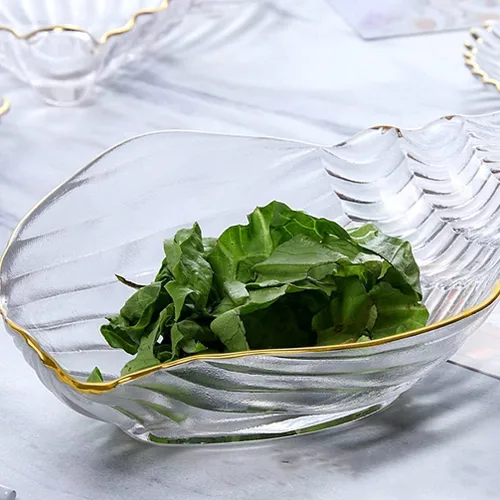 Miniatura 2 de DOITOOL Plato de ensalada de cristal con concha de mar, plato de sushi, plato de postre para aperitivo, plato de frutas, platos para servir