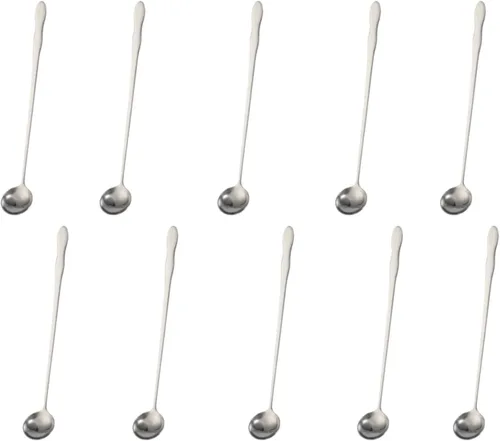Miniatura 22 de Juego de 8 cucharas mezcladoras de acero inoxidable con mango largo de 7.9 in para café, batidos, jugos, cócteles