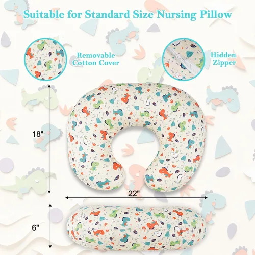 Miniatura 7 de Funda de almohada de lactancia, 100% algodón, ultra suave y transpirable, tamaño estándar para almohadas de lactancia, lavable a máquina e