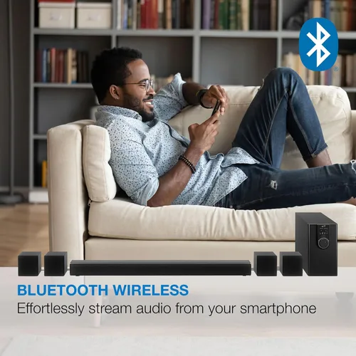 Miniatura 6 de iLive Electronics Sistema de cine en casa 5.1 con Bluetooth, 6 altavoces envolventes, montaje en pared, incluye control remoto, negro (IHTB159B)