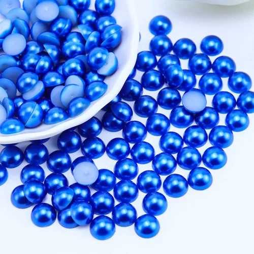 Miniatura 80 de 1500 PIEZAS 4mm Perlas Blancas de Media Parte Plana para Manualidades Joyería Álbum de Recortes Decoración de Uñas, Perlas de Parte Plana para Blanco