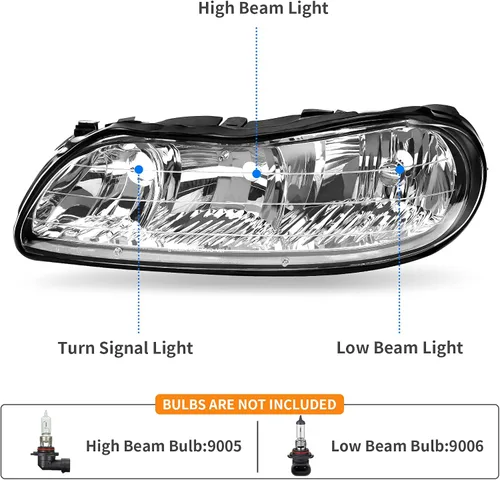 Miniatura 4 de DWVO Conjunto de faros Compatible con Chevy Malibu 1997 1998 1999 2000 2001 2002 2003 Pareja de repuesto de faros delanteros
