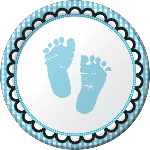 Miniatura 2 de Platos redondos de postre de papel de 8 unidades, Sweet Baby Feet Blue