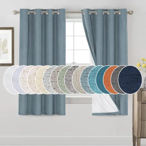 Miniatura 25 de Primitive - Cortinas opacas 100 % de lino texturizado natural para dormitorio, sala de estar, cortinas para ahorra energía, tela de arpillera