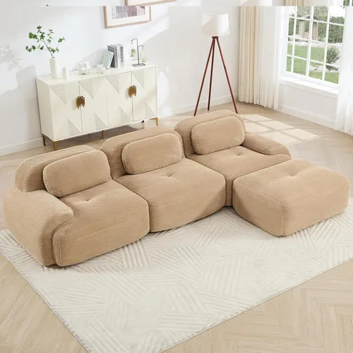 Miniatura 45 de Juego de sofás seccionales sin hueso de 117 pulgadas para sala de estar, modular en forma de L y sofá de 3 plazas con asiento profundo, almohadas