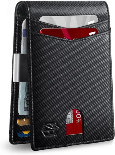 Miniatura 73 de Zitahli - Billetera delgada con 12 ranuras para tarjetas, ventana de identificación con clip para dinero, bolsillo frontal RFID plegable, pequeña