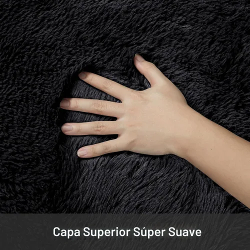 Miniatura 9 de Alfombra de Área de 8 x 10 pies para Sala de Estar: Alfombras Negras Ultra Suaves y Esponjosas Shag, Alfombra Grande de Felpa Difusa Antideslizante