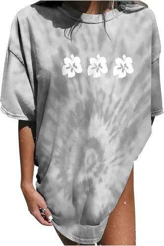 Womens Short Sleeve Tops Crewneck Tie Dye Shirts Oversized Tees T-Shirt Trendy Shirts Blouse Graphic Funny T Shirts
