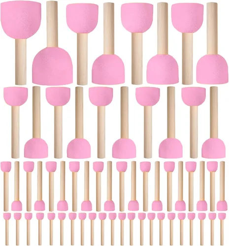 Miniatura 11 de Paquete de 53 pinceles de esponja para pintura, pinceles de pintura lavables, juego de pintura para niños pequeños, rodillo de espuma de aprendizaje