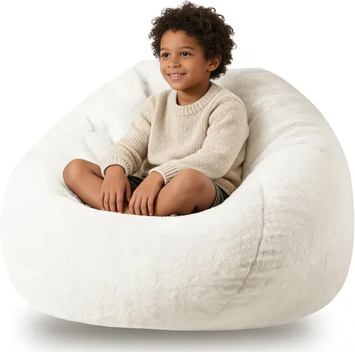 Miniatura 7 de ENBAOHUI Sillas Puf de Espuma Viscoelástica Cómodas de Piel Sintética de 3 Pies para Niños o Bebés con Relleno Sofá Puf con Asa Tela de Piel Rosa