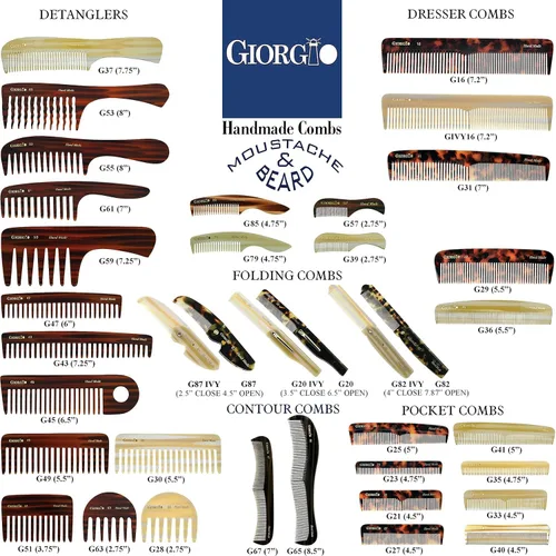 Miniatura 7 de Giorgio G29 - Peine de bolsillo de dientes finos Grahpite negro para hombres, peine alisador para el cuidado diario del cabello, bigote y barba