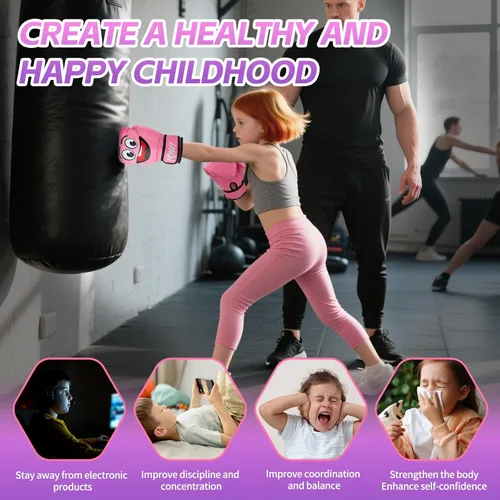 Miniatura 5 de Guantes de boxeo para niños de 3 a 8 años, niños y niñas, guantes de entrenamiento y sparring de boxeo para niños y pequeños para saco de boxeo
