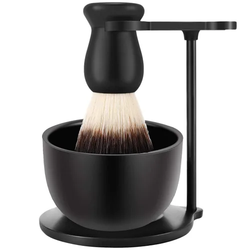 Amazing - Kit de afeitado húmedo para hombre, misterioso juego de afeitado y aseo negro, juego de afeitado pesado de lujo, soporte de afeitar con