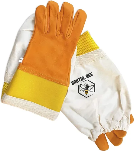 Miniatura 7 de Brutul Bee - Guantes ventilados de piel de vaca con goma y malla manguito largo protector ventilado mangas
