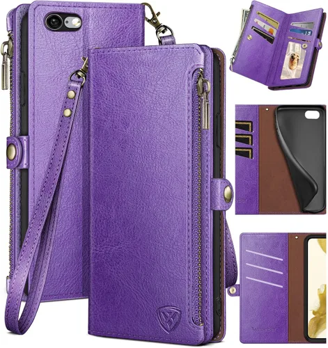 Miniatura 9 de XcaseBar Funda tipo cartera para iPhone 6S Plus/6 Plus de 5.5 pulgadas con cremallera para tarjetas de crédito, libro con tapa, funda de piel