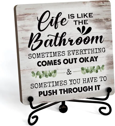 Miniatura 17 de Divertidas decoraciones de baño, decoración de estante de baño y accesorios, letreros de la vida es como el baño, bonito letrero de baño