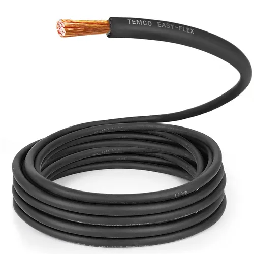 TEMCo 1 Gauge AWG 10 pies Negro Cable de Soldadura Flexible de Cobre Puro Fabricado en EE. UU. para Batería - Uso Pesado para Solar, Inversor,