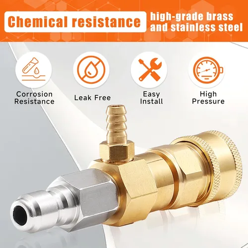 Miniatura 4 de PWACCS Inyector químico para lavadora a presión, kit de inyector aguas abajo con conectores de 3/8 pulgadas, 2-3 GPM, 3200 PSI