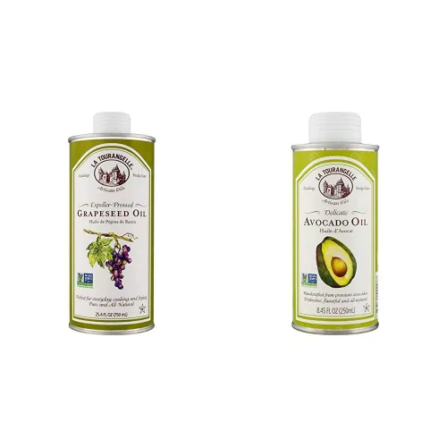 La Tourangelle Aceite de semilla de uva de 25.4 onzas líquidas, totalmente natural, artesanal, ideal para cocinar y aceite de aguacate de 8.45 onzas