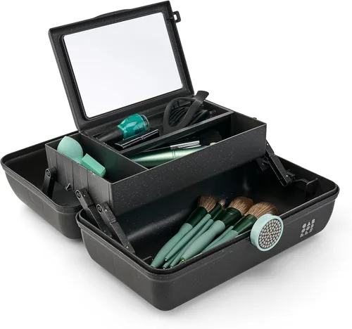 Miniatura 5 de Caboodles On-The-Go - Caja de maquillaje para niña, brillo negro, colección Show Girl, caja organizadora de maquillaje de plástico duro, espejo