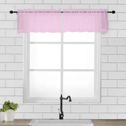 Miniatura 110 de OVZME - Cortinas traslúcidas blancas de 45 pulgadas de largo, 2 paneles, cortinas de gasa con bolsillo para barra para ventanas pequeñas, cada una