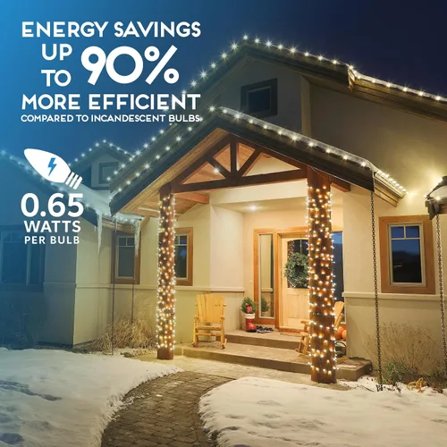 Miniatura 6 de HLO Lighting Juego de 25 bombillas LED de Navidad C9 de color blanco cálido para uso en interiores y exteriores Bombilla de repuesto duradera
