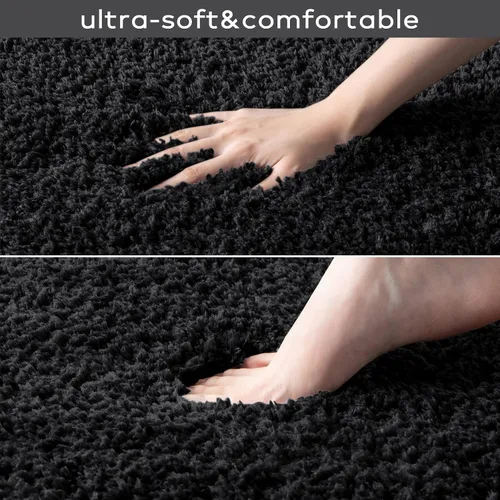 Miniatura 3 de Ashler - Juego de 2 alfombras de baño negras, 2 piezas, tapetes de baño rectangulares de microfibra suave, lavables a máquina, 17 x 24 y 20 x 32