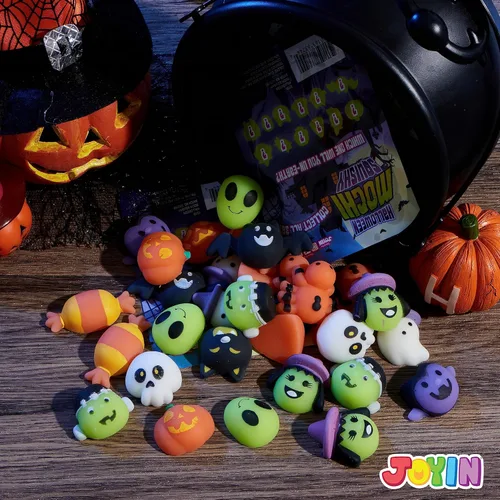 Miniatura 8 de JOYIN 36 piezas de juguetes blandos Mochi de Halloween en bolsas ciegas con 12 personajes de Halloween para aliviar el estrés, bolsa sorpresa