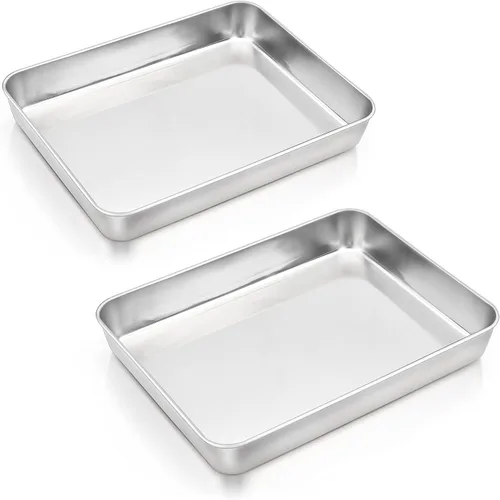 Miniatura 9 de E-far Molde para hornear pequeño con tapa, 9.4 x 7 x 2 pulgadas, moldes rectangulares de acero inoxidable para horno tostador, utensilios