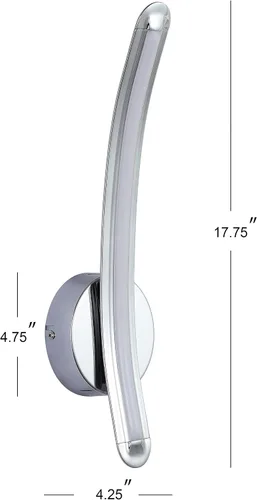 Miniatura 6 de JONATHAN Y Aplique de pared de metal cromado de 17.7 pulgadas, lámpara curva moderna minimalista LED integrada regulable para baño, sala de estar