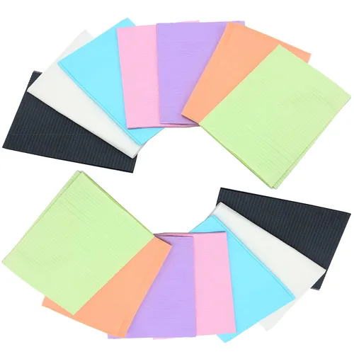 Miniatura 6 de Juego de 125 toallas de papel desechables para arte de uñas, 3 capas, impermeables, para decoración de uñas, baberos de tatuaje, tapete de Rosa