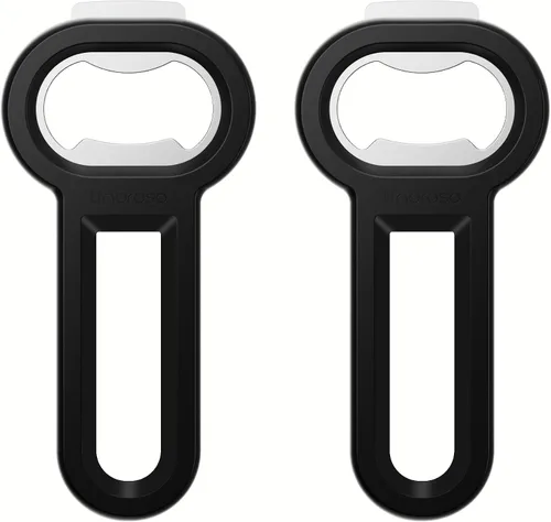 Miniatura 10 de Linoroso Abrebotellas magnético para refrigerador, abridor de botellas de cerveza y abrelatas de soda con captador de tapas, abridor de cerveza negro