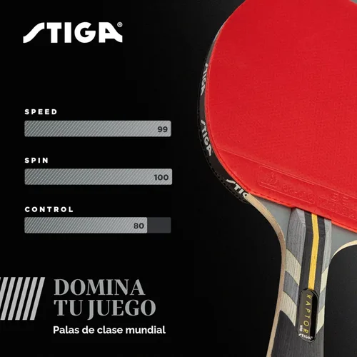 Miniatura 5 de STIGA Pro Carbon + Raptor Performance-Level Table Tennis Rackets with Carbon Technology for Tournament Play - 7-ply Blade with Flared Handles - 2mm