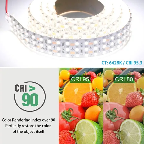 Miniatura 3 de DC12V - Tira de luces LED blancas de alto CRI 95 – Luz blanca de triple fila 6000K 360LEDs 3528SMD, cinta de luces LED flexibles para fotografía