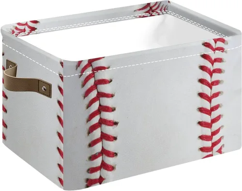 Miniatura 2 de Cestas de almacenamiento plegables, cubos de almacenamiento de béisbol con asas, organizador de tela decorativa, cajas de almacenamiento